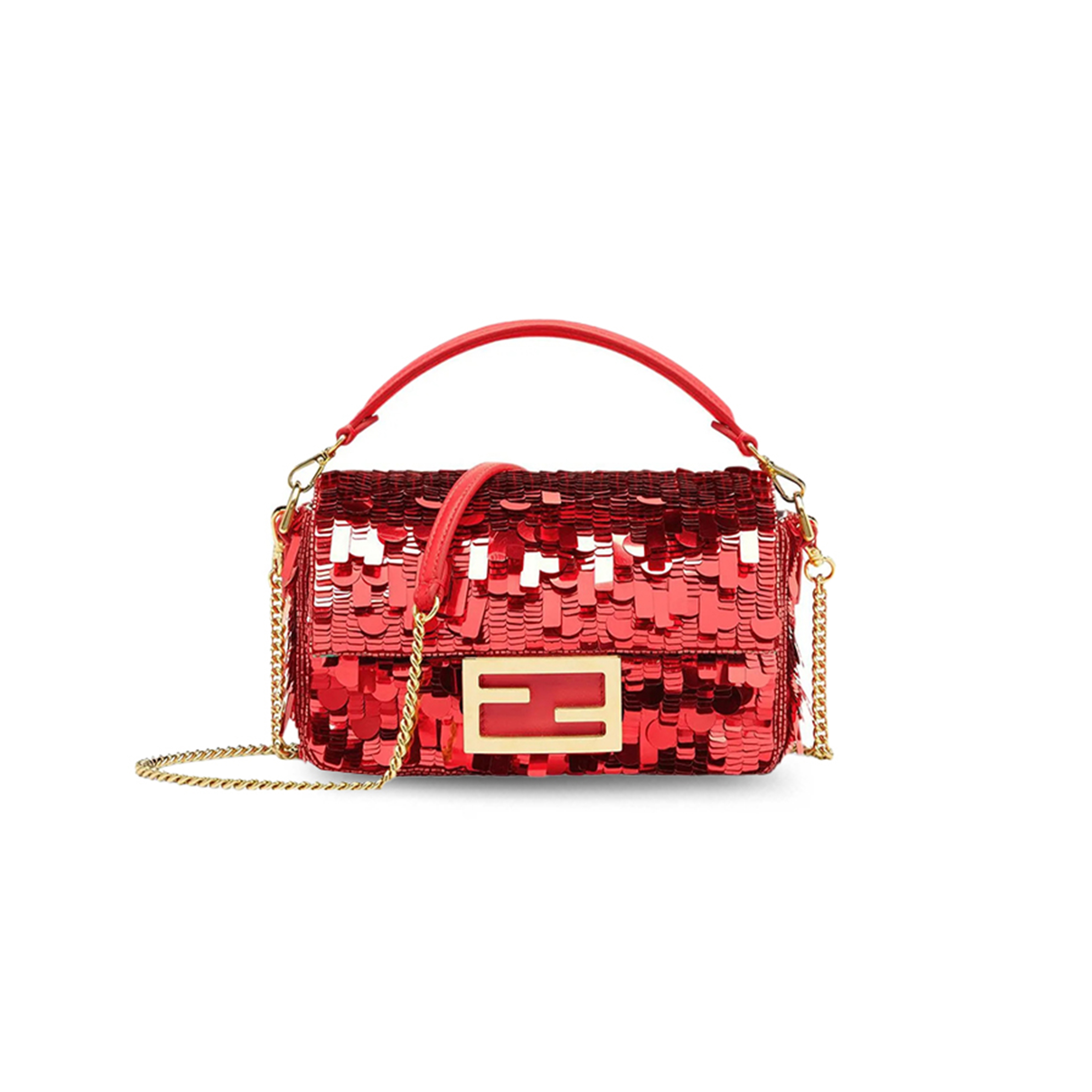 F**di sequin paillettes vitello grace sex and the city mini baguette mattone 8bs017amp0f0v3l (19*11.5*4cm)